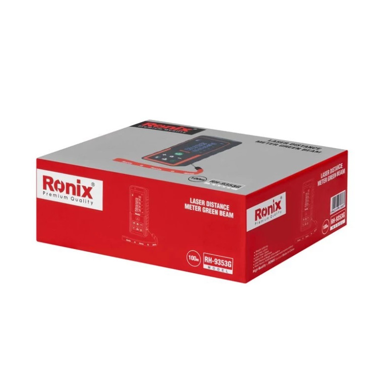 متر لیزری 100 متری نور سبز رونیکس مدل RH-9353G متر لیزری رونیکس 100 متری مدل 9353g با لوازم