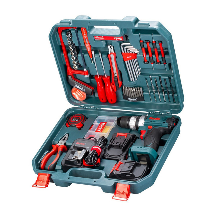 مجموعه 53 عددی دریل پیچگوشتی شارژی چکشی رونیکس مدل RS-8620